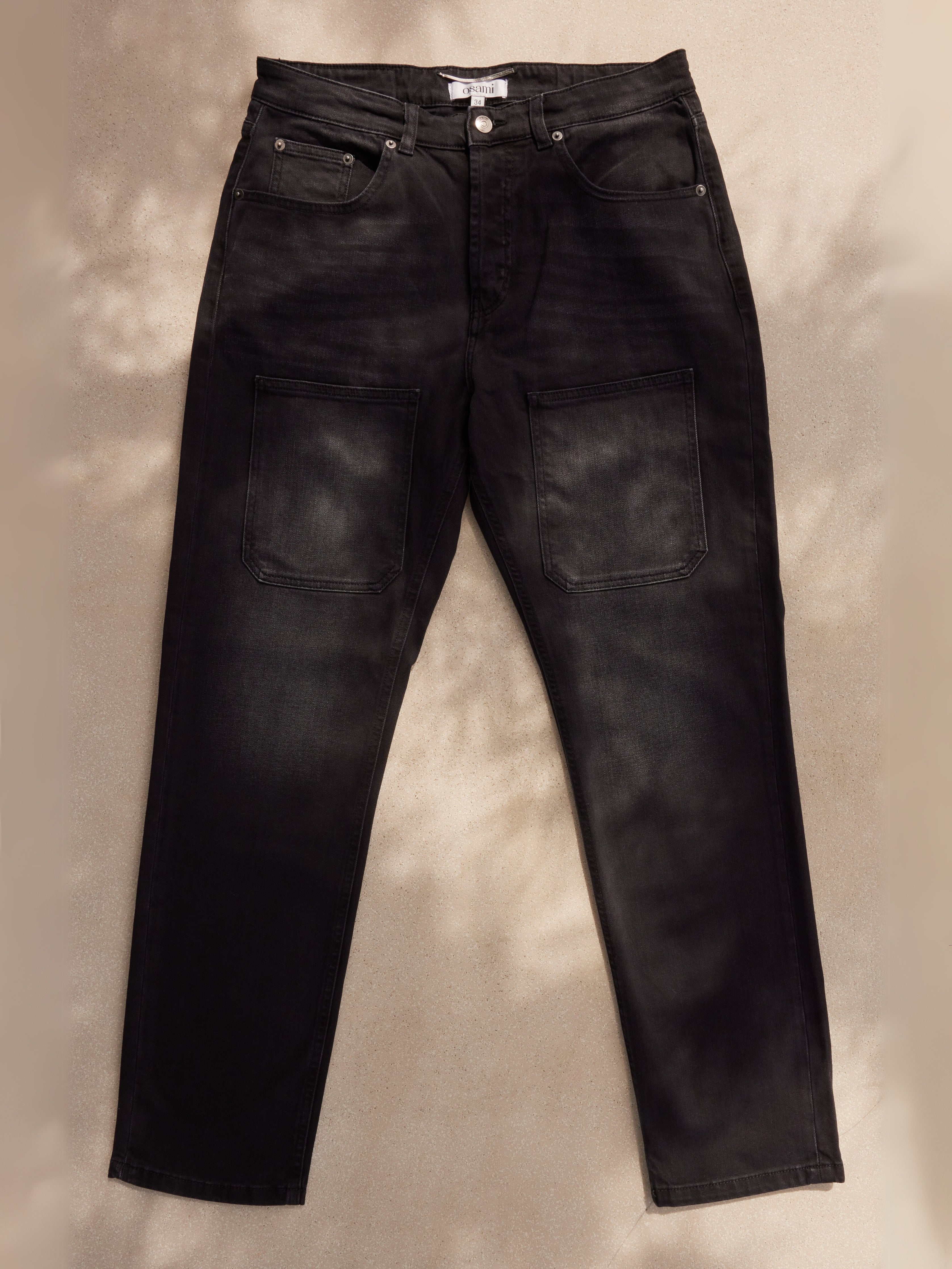 Straight Leg Patch Denim – Charcoal Fade