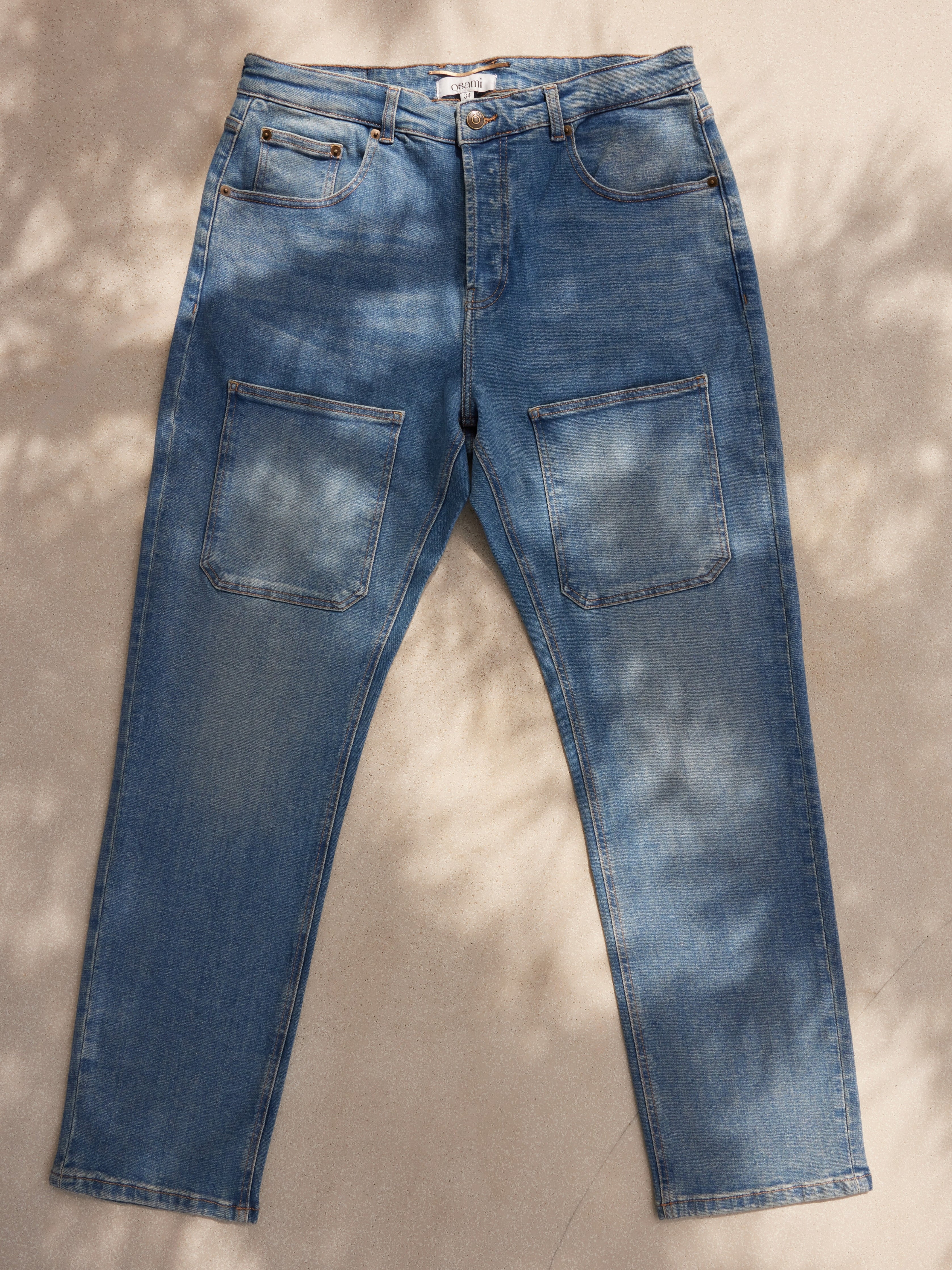 Straight Leg Patch Denim – Light Blue Wash