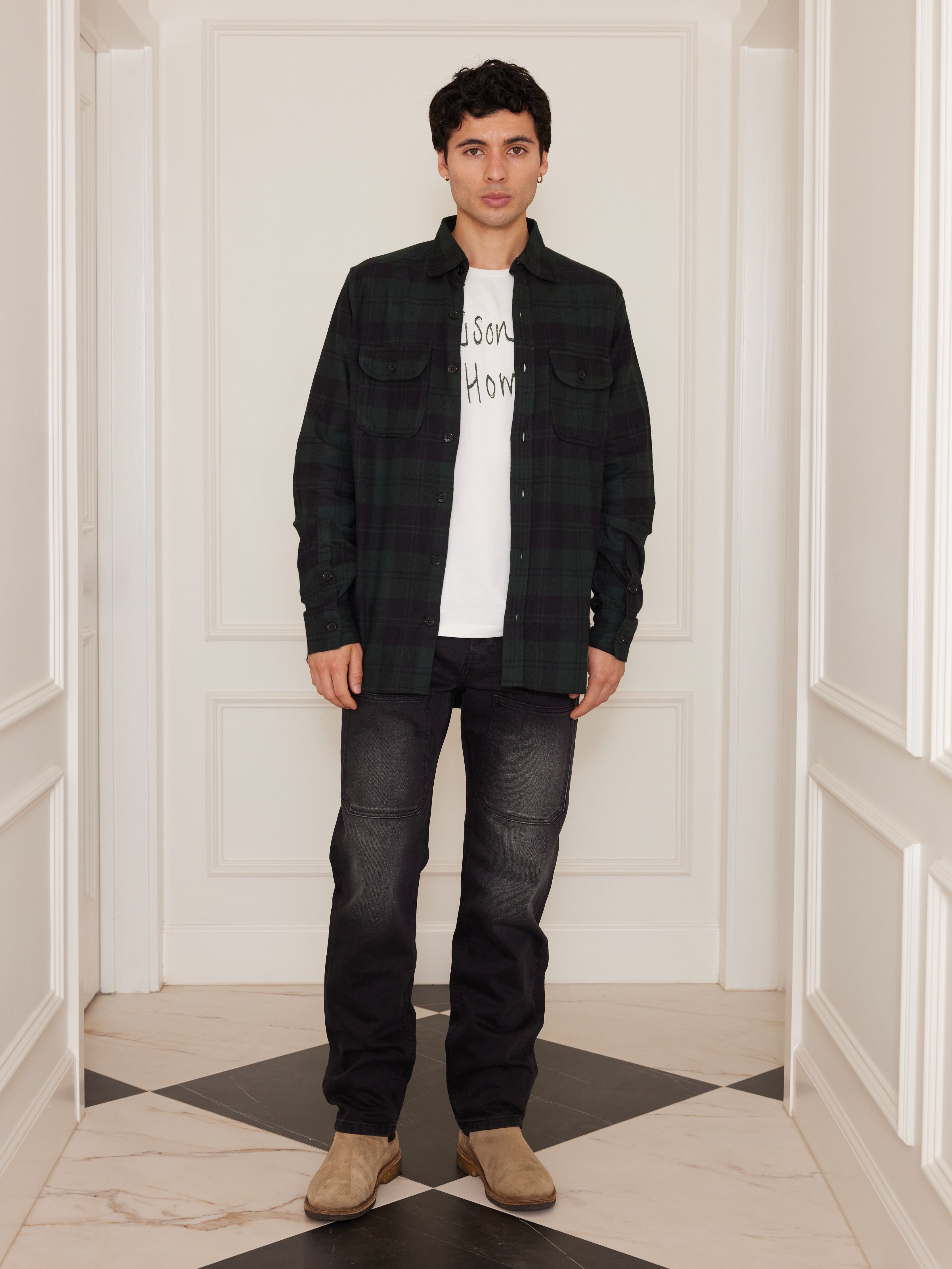 Brushed Cotton Flannel – Green/Black