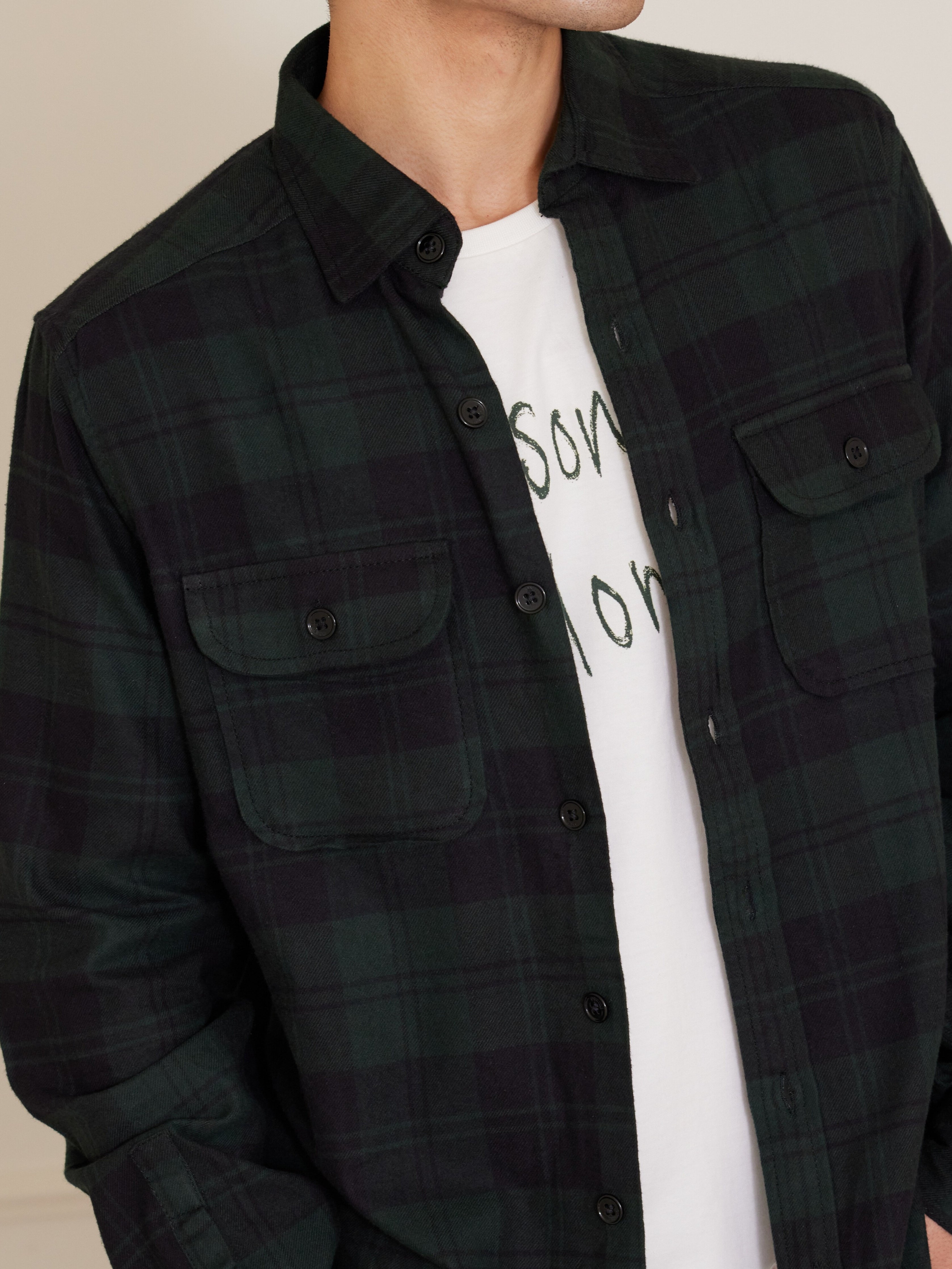 Brushed Cotton Flannel – Green/Black