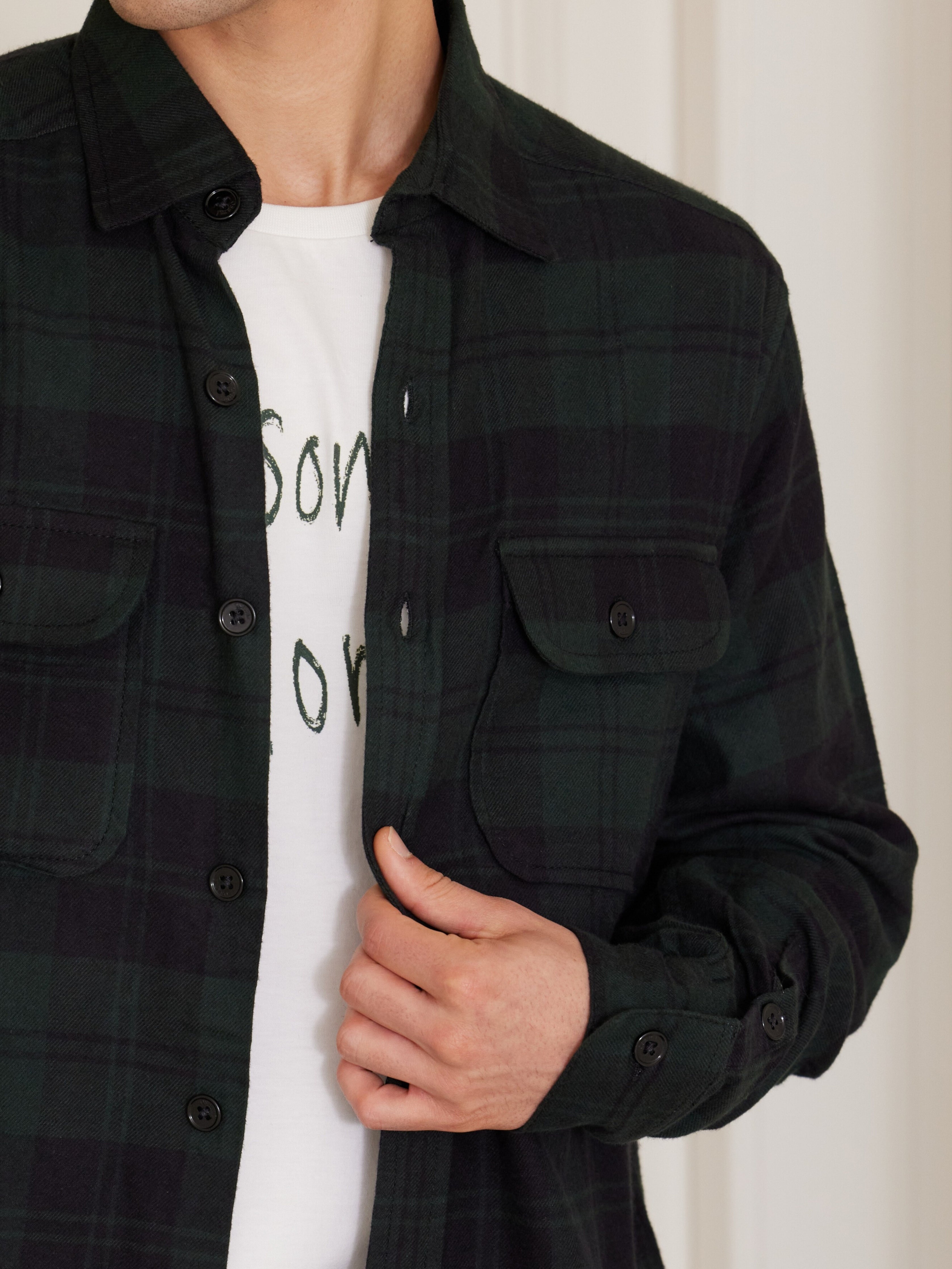 Brushed Cotton Flannel – Green/Black